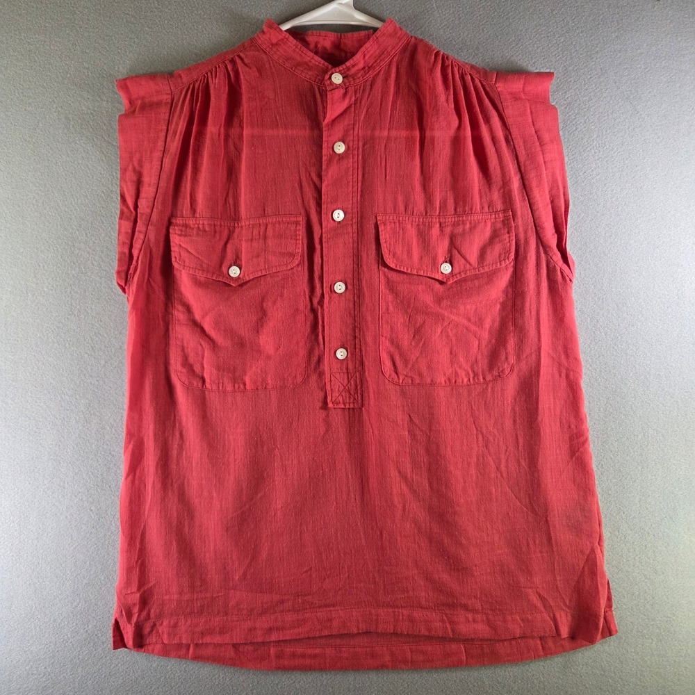 Polo Ralph Lauren Coral Red Cotton Ramie‎ Sleeveless Popover Blouse Top Size 6